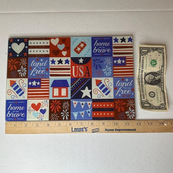 Glass patriotic cutting board Fourth of July Independence Day America decoration - Picture 3 of 5